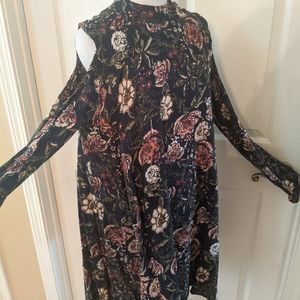 Flowy, peasant dress with cold shoulder cutouts